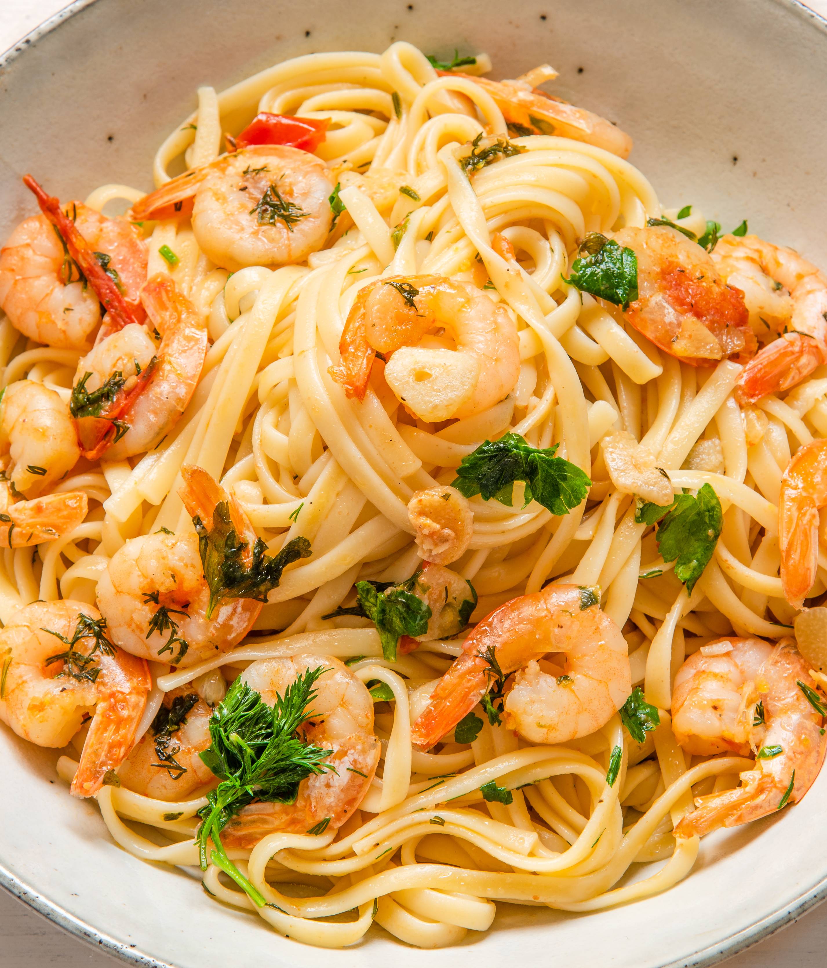 Garlic Parmesan Linguine with Garlic Shrimp